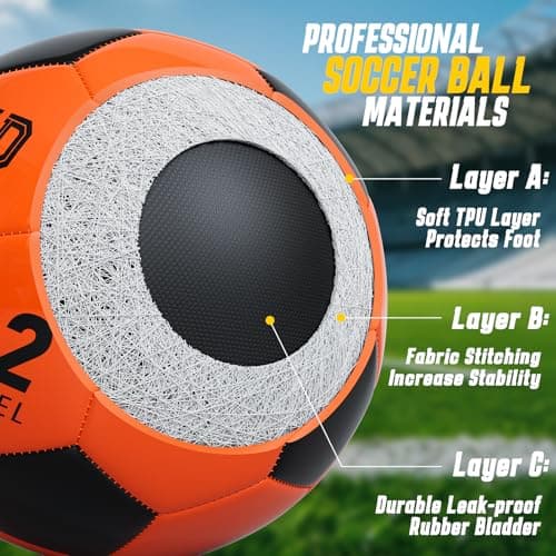 Funvip Light Up LED Soccer Ball, Rechargeable Glow in The Dark Soccer Ball with Bag, Christmas Birthday Soccer Gifts for 8-12 Years Old Boy Kids Teens, Cool Boy Toys Gifts for Ages 8 9 10 11 12+ - Thumbnail 2