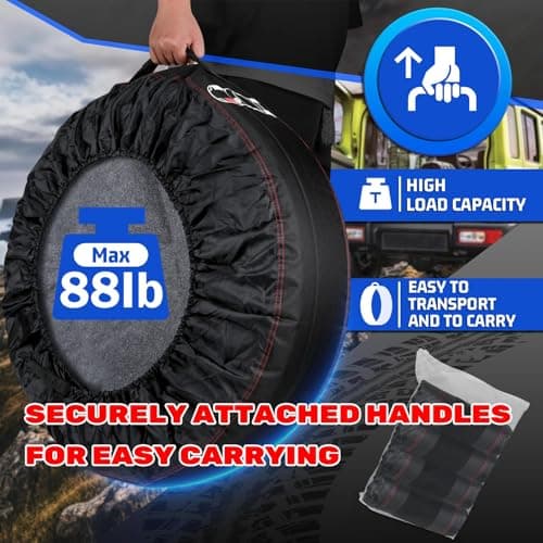 MATGUARDPRO Tire Storage Bags for Cars, Portable Tire Tote for Seasonal Tire Change, Handle for Easy Transportation, Universal Spare Tire Covers Fit 21–32 Inch Diameter Tires, Set of 4, Black - Thumbnail 2