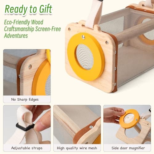 Bug Catcher for Kids, 10PCS Bug Catching Kit with Insect Cage, Butterfly Net, Magnifying Glass, Compass, Tweezers, ID Cards, Outdoor Explorer Science Kits Toys for Kids Boys and Girls Ages 3-12 - Thumbnail 4