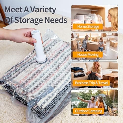 Vacuum Storage Bags for Travel, Vacuum Seal Bags for Clothing with Portable Electric Pump, Space Saver Bags in Multiple Carry-On Sizes, Perfect for Luggage and Suitcases (15 Pack Travel Size) - Thumbnail 3