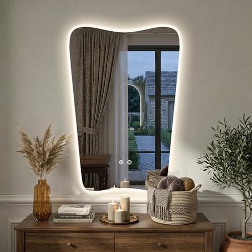 PIUDOC 24x36 Inch Led Wall Mirror Decorative Backlit Bathroom Mirror Frameless Vanity Mirror Fog-Proof 3 Color Changing Shatter-Resistant Touch Sensor Suitable for Bedroom Living Room - Image 1