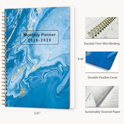 2026-2028 Monthly Planner - 3 Year Monthly Calendar/Planner 2026-2028, 5.9" x 8.5", 36 Month Calendar Planner, Planners with Twin-Wire Binding, Lined Notes Pages - Thumbnail 3