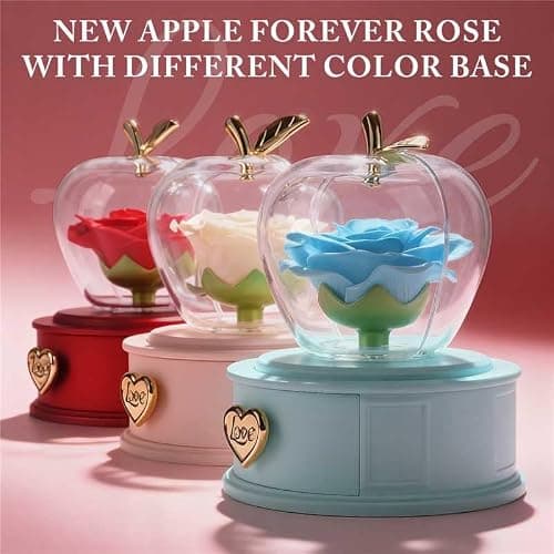 iceevery Bule Preserved Roses with Rose Necklace,Sky Blue Zircon Pendant with to My Love Greeting Card,Forever Rose Gift Jewelry Box,Romantic Gifts for Her,I Love You Gift - Thumbnail 2