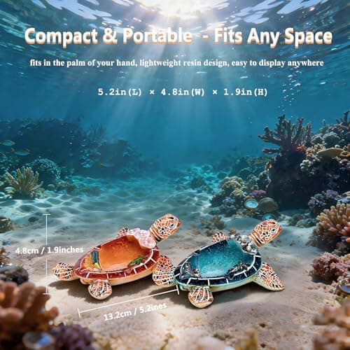 PepFurSt Sea Turtle Figurines-Fish Tank Decorations- Turtle Tank Decorations- Aquarium Decor - Decorative Tray for Holding Small Items (Orange) - Thumbnail 2