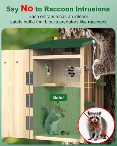 KinetCam Smart Squirrel Box with Camera,Predator-Proof,2K HD Wi-Fi Pet Watching Cam for Squirrel House, Auto Detect & Notify, Night Vision, APP Control, Squirrels Houses for Outside Nesting - Thumbnail 6