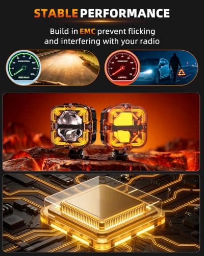 STROLITE 4 Inch LED Pods Off Road Lights, 90W 12000LM Amber Fog Lights with X DRL & Wiring Harness, IP67 Waterproof Spot Flood Combo for Trucks SUV ATV UTV - 2PCS - Thumbnail 5