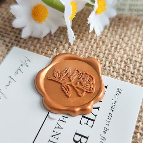 Pilloze 50 Pcs Orange Rose Style Wax Seal Stickers, Self Adhesive Wax Seal for Wedding Invitation, Easy Use Good Adhesion, Orange Rose Envelope Stickers Perfect for Invitation, Vellum Jackets, Menu - Thumbnail 4
