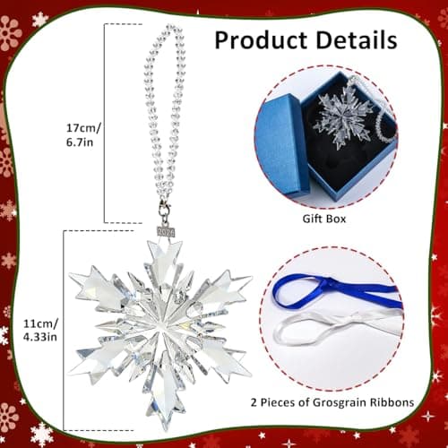 Crystal Christmas Ornaments 2026, Glass Snowflake Christmas Tree Ornaments - Thumbnail 5