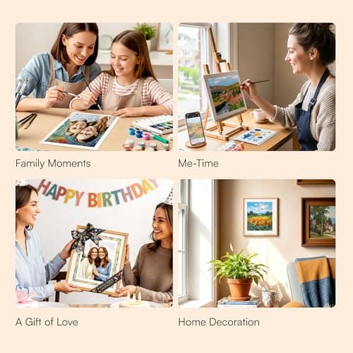 Caydo Custom Paint by Numbers Kit for Adults, Turn Your Photo into A4 Paint Templates via Included Customization Feature with 60-Color Acrylic Set and 3 Blank Canvases for Gift & Home Activity - Thumbnail 6