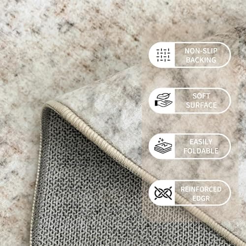 Ruicharm Non-Slip Runner Rugs for Hallway: 2x6 Washable Long Rug for Entryway Kitchen Bathroom Bedroom Indoor - Modern Abstract Home Decor Mat Carpet - Sandstone Beige Gray - Thumbnail 5