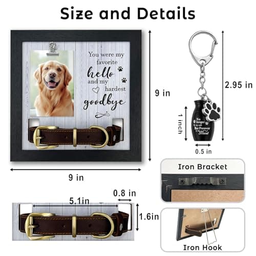 Hicustore Dog Frames for Pictures Memorial, Personalized Pet Picture Frame Memorial Gifts for Loss of Dogs, Pet Collar Frame with A Pet Dog Urns Keychain - Thumbnail 6