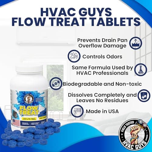 HVAC GUYS – Flow Treat Tabs - 200 Tablets | AC Drain Line Cleaner | Prevents Odors, Keeps HVAC Drain Pan Clean, Prevents Overflow | One Tablet Lasts up to 4 Weeks - Thumbnail 3
