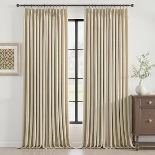 HushLoom Pinch Pleated Full Blackout Curtains for Bedroom & Living Room, Lightweight Thermal Insulated Blackout Window Curtains & Drapes 95 Inches Long, 2 Panels Set(40" W x 95" L, Cream) - Image 1