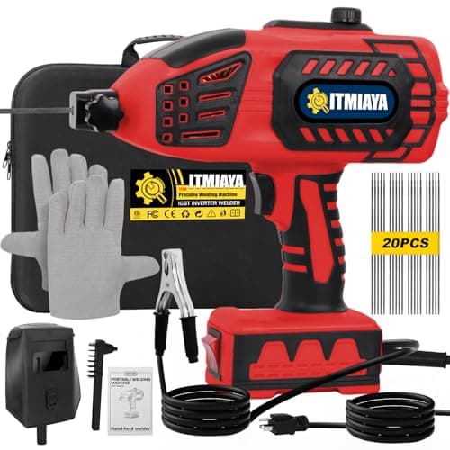 ITMIAYA® Portable Welding Machine 110V ARC Stick Welder Handheld for Metal IGBT Inverter 20-120Amps Stepless Current 1/16"-3/32" Electrodes Home Repair DIY Work (Red)