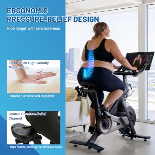 APECYC Oversized Bike Seat, Mens Wide Bike Saddle, 12.6‘’ Bicycle Seat with Thick High-Density Foam, Dual Spring Shock Absorbing Bicycle Saddle, Ergonomic Comfort for Peloton, E-Bike, Cruiser - Thumbnail 2