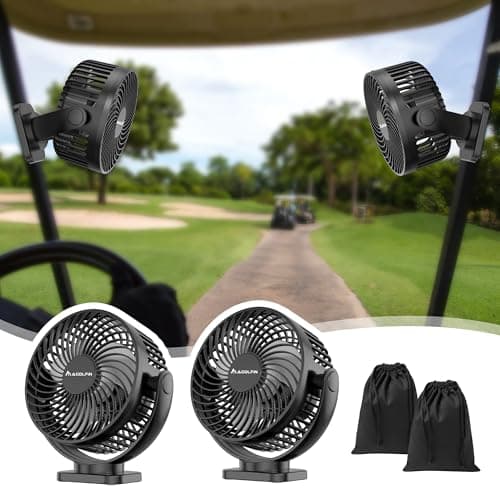 [Upgraded 2X Magnet] 2-Pack Magnetic Golf Cart Fan Rechargeable, 12000mAh Battery Operated Portable Fan with Light, Magnetic Base, Suitable for EZGO Club Car Yamaha, Golf Cart Accessories 2026 - Image 1