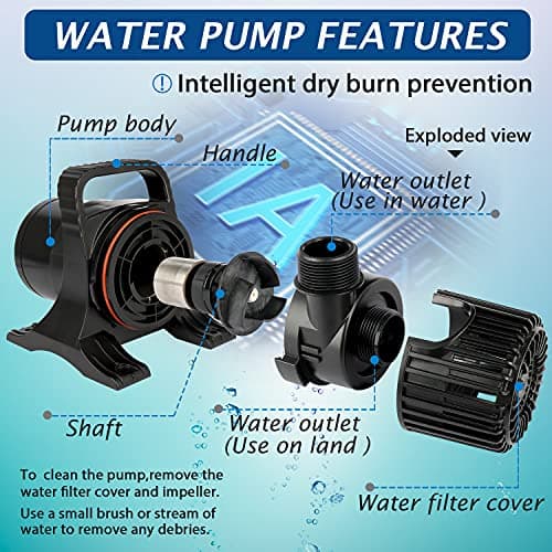 WaterRebirth (4000GPH-230W,UL listed) Large Fountain Submersible Water Pond Sump Pump Aquarium Electric Waterfall Pump Outdoor PS- 4000 - Thumbnail 6