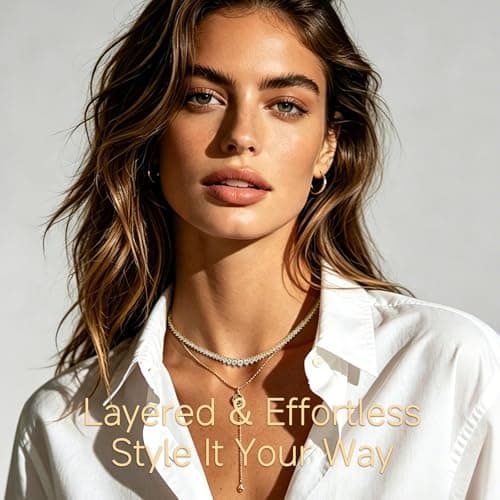 Gemsme 3mm Graduated Tennis Necklace, 18K Yellow Gold Plated 3.0mm Graduated Round Cubic Zirconia Classic Tennis Necklace For Women (20 Inch) - Thumbnail 4