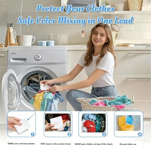 OWNFUN Color Catchers Sheet for Laundry Color Absorber Sheets Allow Mixed Washes Color Catcher Sheets for Clothes Quilts Washing Fragrance Free Color Grabbers Laundry Sheet - Thumbnail 4