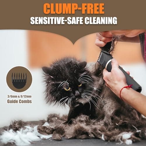 Bautrium Cat Grooming Clippers Kit with Paw Trimmer, 3 in 1 Electric Pet Hair Trimmer Supplies for Thick Matted Hair, Heavy Coat Butt Shaver Cat Razor Fur Trimmer for Dogs at Home (Black) - Thumbnail 4