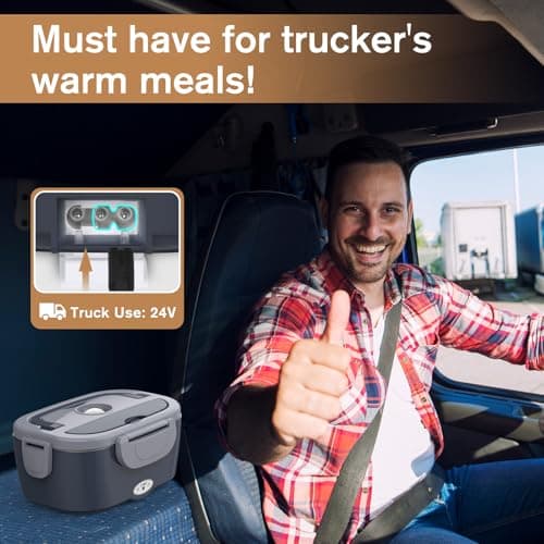 Vabaso Electric Lunch Box for Adults, 80W Heated Lunch Box with Dual 1.5L Stainless Steel Containers, Portable Food Warmer for Men Work Car Truck, 12V/24V/110V/220V - Eternal Gray - Thumbnail 5