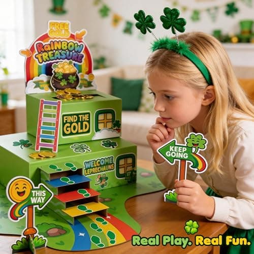 LEKSON St. Patrick’s Day Leprechaun Trap Kit with Coin Drop Slot, Interactive Leprechaun Trap Box for Kids, How to Catch a Leprechaun Craft, Tabletop Holiday Decoration - Thumbnail 5