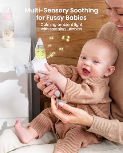 GROWNSY SniffEase Spa 3-in-1 Nasal Aspirator for Baby – Spray, Suction & Mist, Hospital-Grade Powerful Electric Nose Suction with Soothing Light & Music, Larger Chamber (Grey) - Thumbnail 5