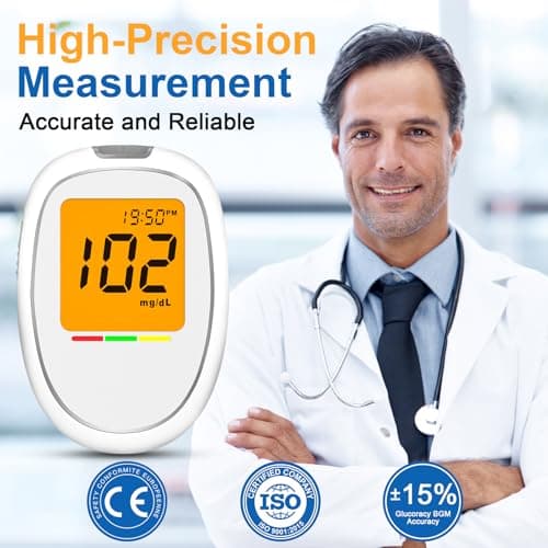 Blood Glucose Monitor Kit, Blood Sugar Testing kit with 50 Blood Sugar Test Strips, 50 Lancets, 1 Blood Glucose Meter, 1 Lancing Device, No Coding Required, Meter Glucometer Kit for Diabetes Testing for Home/Travel Use - Thumbnail 2