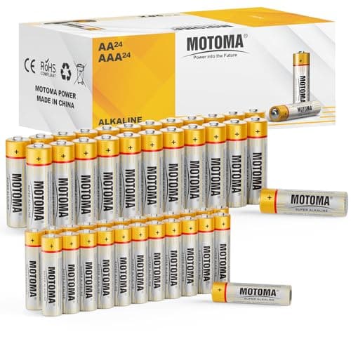 MOTOMA AAA and AA Alkaline Batteries, 24 Double A and 24 Triple A Batteries, Long Lasting Power Batteries for Household Electronic Devices, Toys, Clocks (Non-Rechargeable) - Image 1