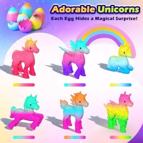 Unicorn Hatching Rainbow Eggs for Kids - 6 Pack Magic Growing Unicorn Toys for Girls Age 3-8 - Birthday Gifts, Easter Basket Stuffers & Party Favors for 3+ Year Old - Girl Gifts for Ages 3 4 5 6 7 8 - Thumbnail 3