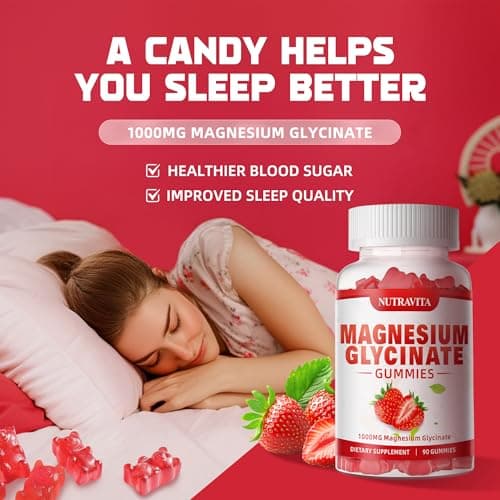 Magnesium Glycinate Gummies 1000mg with Magnesium L-Threonate,Chelated Magnesium Potassium Complex Supplement with VitD, B6, CoQ10, Calcium,Supports for Memory, Calm, Mood - 90 Gummies Strawberry - Thumbnail 5