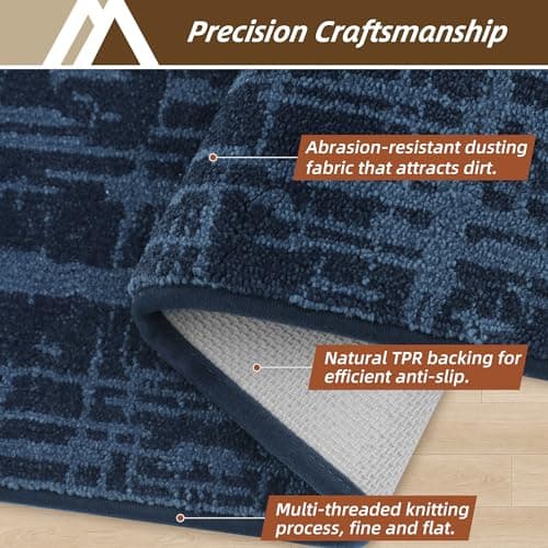 COSY HOMEER Door Mat 24" x 60" Non-Slip Washable Entryway Rug,Dirt Trapper Door Mat Indoor Entrance,Stain Resistant Absorbent Welcome Mats for Front Back Doormats and Wet Shoes,Navy Blue - Thumbnail 2