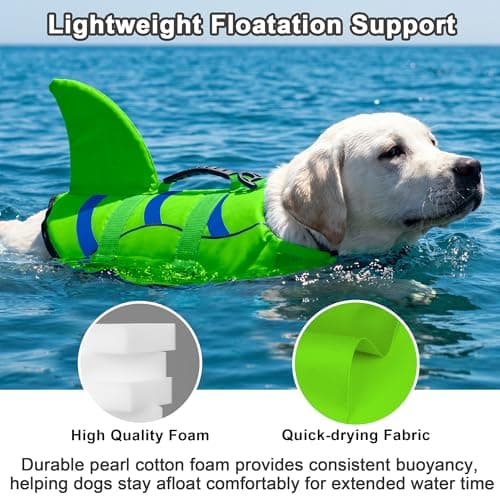 Fragralley Shark Fin Dog Life Jacket, High Buoyancy with Tear-Resistant Nylon of Dog Swim Vest, Pet Life Preserver for Small Medium Large Dogs, Puppy Float Vest for Swimming and Boating - Thumbnail 5