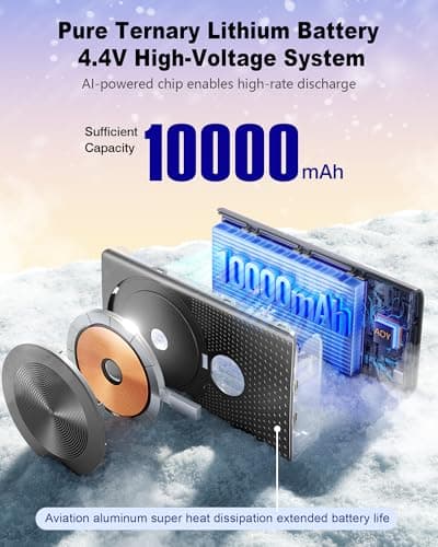 Kesguar Magnetic Portable Charger, 10000mAh 22.5W PD Super Fast Charging Wireless Power Bank. Ultra-Strong Magnet, USB C in&Out Battery Pack for Magsafe, iPhone 17/16/15/13/12 Pro Series - Thumbnail 3