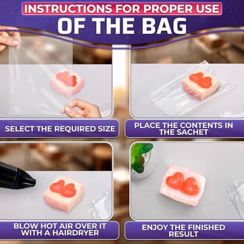 200 Pcs Shrink Wrap for Soap – 5x7" Soap Making Supplies, Bath Bombs, & Jewelry – Gift Wrap Shrink Bags for DIY Projects & Mother's Day Presents | Use with Heat Gun or Hair Dryer at Medium Temperature - Thumbnail 5
