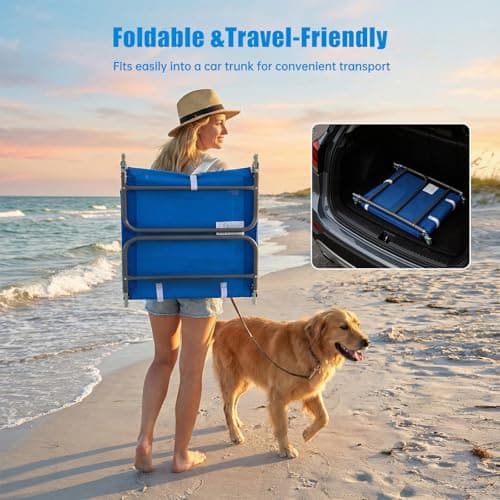 SUNNYFEEL Lay Flat Tanning Chair 2 Pack with Face Down Hole & Arm Slots, Backpack Beach Lounge Chair, 5-Position Folding Sunbathing Chair, 300 LBS Heavy Duty, 72" L x 22" W for Beach, Pool, Camping - Thumbnail 6