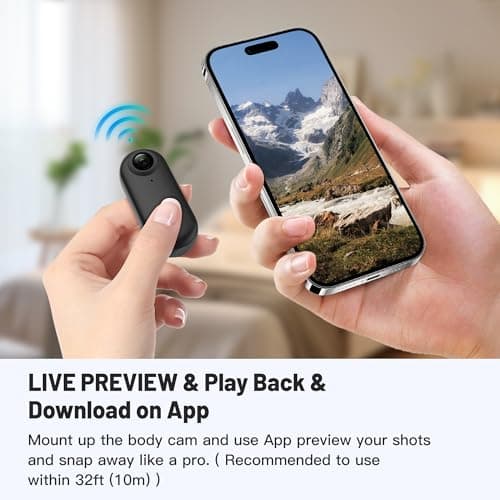 Meoilkolnm Mini Wearable Body Worn Action Camera, FHD 1080P, Thumb Size, Hands Free Recording with Premium Portable Camcorder Mount Anywhere for Security, Work, Guard, Travel, 128GB, Black - Thumbnail 4