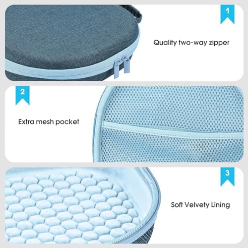 ProCase Hard Case for Apple AirPods Max & AirPods Max 2, Travel Protective Carrying Case with Silicone Ear Cushion Covers, Shockproof EVA Shell with Soft Lining & Accessory Pocket - Navy - Thumbnail 3