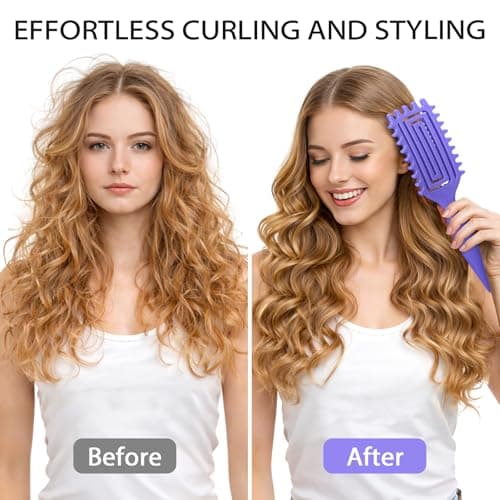 Quenxe Curl Defining Brush, Curly Hair Brush with Vented Design for Detangling and Shaping, Wet & Dry Use, Reduces Pulling for Women and Men (Purple) - Thumbnail 2