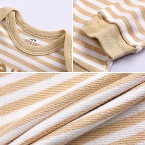 Baby Newborn Layette 10-Piece Set Cotton Bodysuits Short Sleeve Pants Sets Striped Printed for Baby Boys Girls Toddler Unisex Baby Gift Sets for 6 9 Months - Thumbnail 6