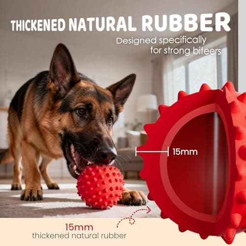 Apasiri Beef-Flavored Durable Dog Ball for Aggressive Chewers, Tough Squeaky Rubber Toy for Pitbulls Large & Medium Breeds - Thumbnail 3