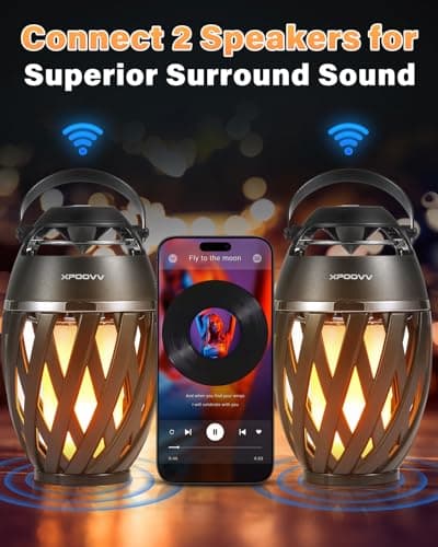Father's Day Gifts for Dad, 2026 New Outdoor Bluetooth Speaker with Flame Lights, Cool Birthday Gifts for Men Him Her Boyfriend Husband, Patio Garden Camping (2 Pack) - Thumbnail 4