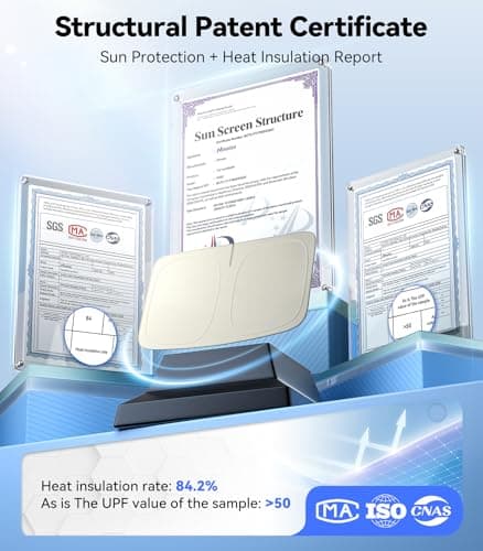 Nmoiss Ice Silk Air-Cooled Car Windshield Sun Shade, [Enjoy Superior Coolness & Comfort] 84.2% Heat Insulation UPF>50 UV Block, Interior Protection, Universal Fit for Car SUV Truck Accessories, XL - Thumbnail 5