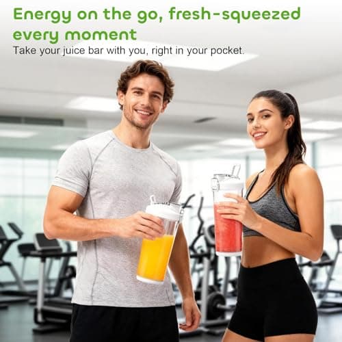 UOEPOWA Portable Juicer 20oz, USB-C Fast Charging Personal Smoothie Maker | Electric Blender Cup Crushes Ice for Protein Shakes and Juices | Mini Travel/Gym/Office/Kitchen/Outdoor (White) - Thumbnail 4