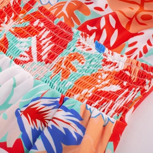 GRACE KARIN Womens Summer Floral Maxi Dresses 2026 Long Flowy Boho Dress Beach Vacation Sundresses Casual Clothes with Pocket Green Red Leaves 2XL - Thumbnail 3