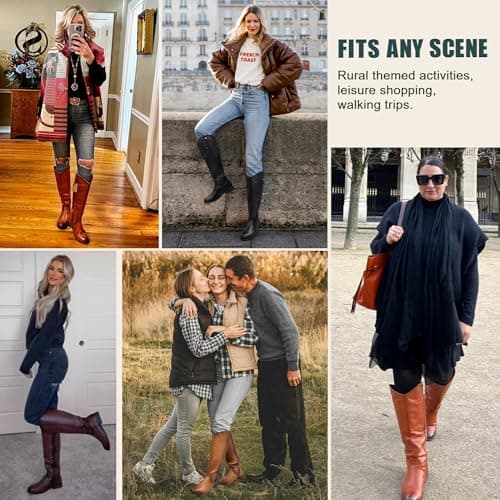 Vepose Women's Knee High Boots 956 Black Zipper Casual Weather Tall Fashion Retro Vegan Boots for Women Size 8.5(CJY956 Black 08.5) - Thumbnail 2