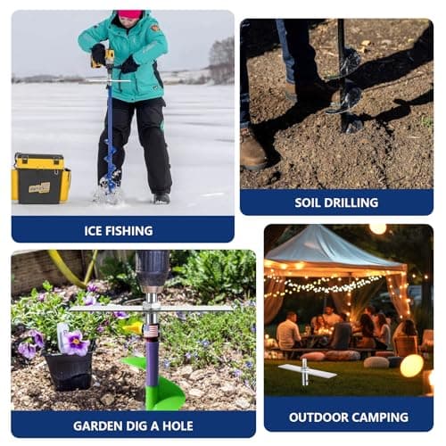 SFNSM Ice Fishing Auger Drill Attachment with 8.2in Metal Plate, Ice Fishing Gear Accessories, Soil Drilling and Digging Project, Fits 1/2" Drill Adapter Chuck, 1/4" Hole, Ideal Fishing Gifts for Men - Thumbnail 6