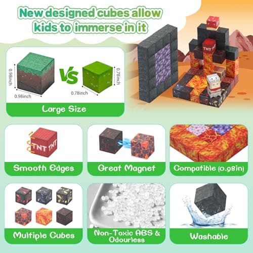 SKTMYY Magnetic Blocks-100PCS Build Magnet Toys Set Magnetic Building Blocks, STEM Sensory 0.98” Magnet Cubes for Kids Toddlers for Boys & Girls Ages 3 4 5 6 7 8 9 10 12 - Thumbnail 6