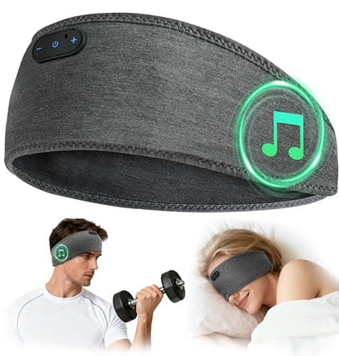 ZHENYEMEI Bamboo Cotton Sleep Headphones,Ultra-Soft Wireless Headband Bluetooth for Side Sleepers, with 14H Playtime & Bluetooth 6.0, 4-in-1 Music Sleep Earphones for Side Sleeping(Grey) - Image 1