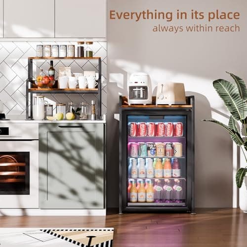 HAAYOT 4-Tier Mini Fridge Stand with Storage, 25.9" Industrial Storage Rack for Kitchen Dorm, Rustic Brown - Thumbnail 4